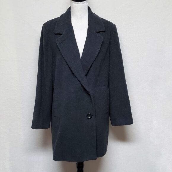 KRISTEN Blake Charcoal Wool Blend Shawl Collar Satin Lined Oversized Overcoat - Picture 4 of 16